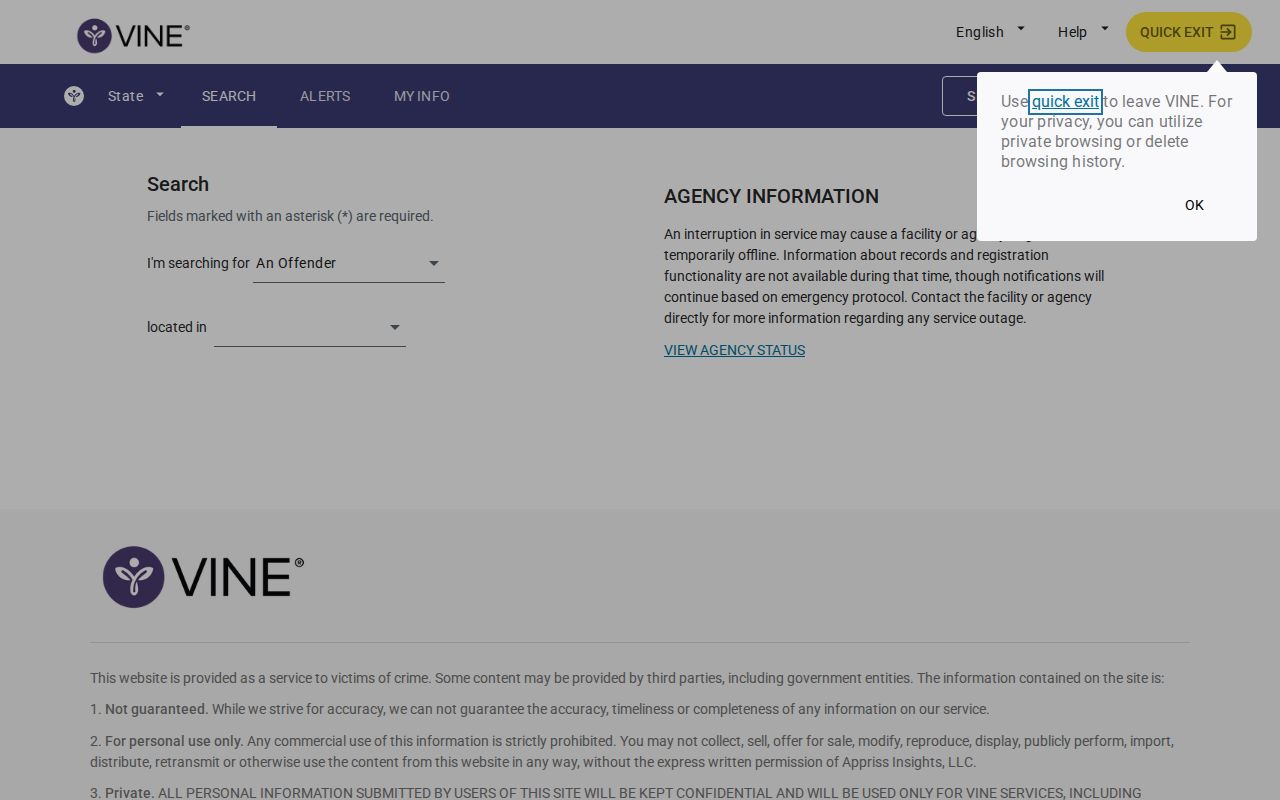Texas person search used for a Wise County VINELink inmate check