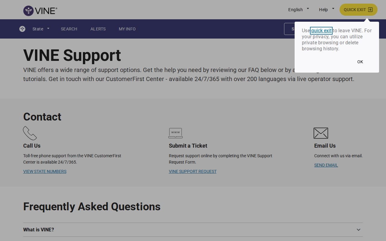 VINELink support for Wise County release alerts and saved registrations